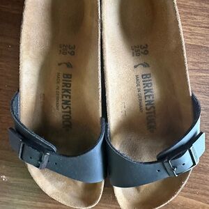 Birkenstock Black and Tan Slip-On Sandals
